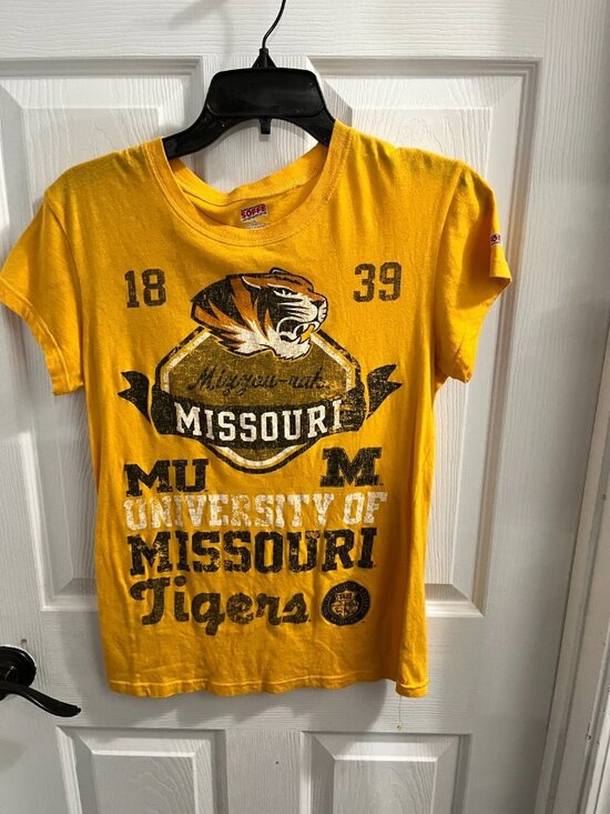Soffe Tops - University of Missouri Mizzou-Rah Tiger yellow 1839 Women's T-shirt XL